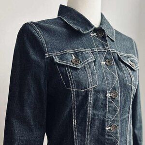Vintage Calvin Klein Jeans Dark Indigo Denim Jacket w/ Contrast Stitching – US S